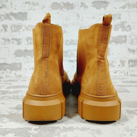 New BP. Niya Tan Faux Suede Brown Cottagecore Lug Sole Chelsea Boots i561 - Picture 6 of 13